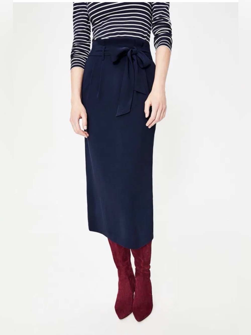Boden Melina Paper bag Skirt - Wool Navy Sz 16 - Picture 4 of 10